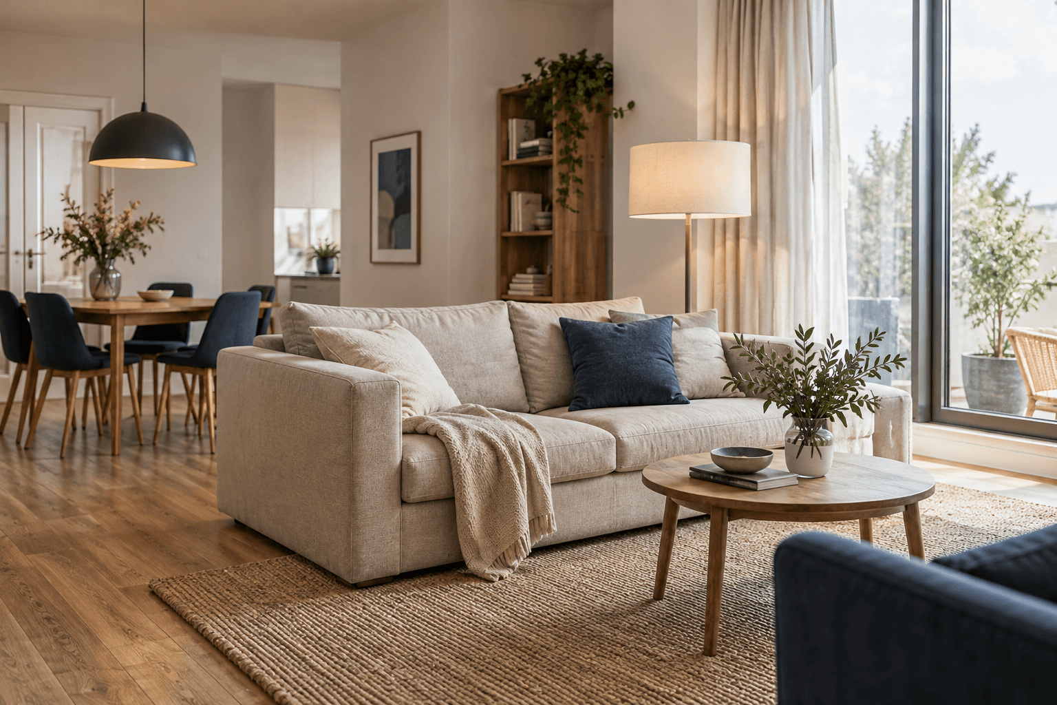 Beispielhaft eingerichteter Wohnraum für Refurb-Living